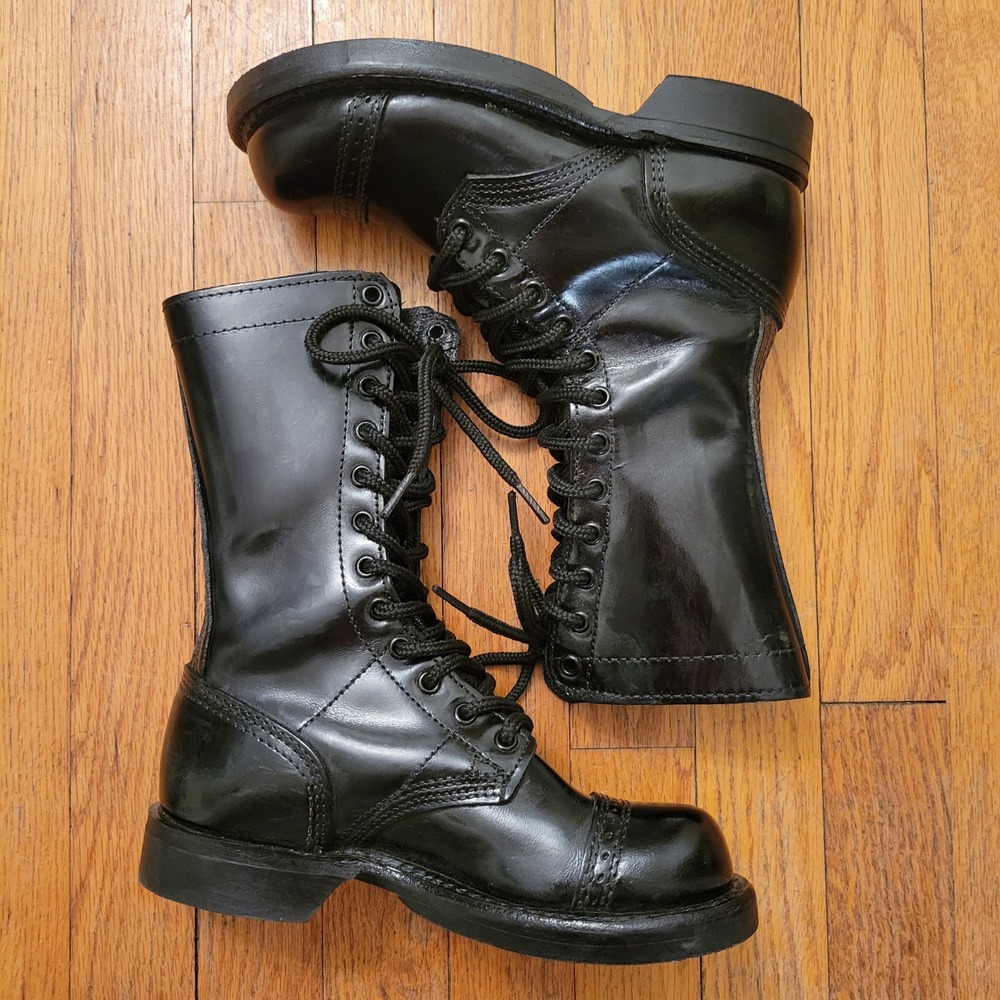 Corcoran 1515 Black Leather Combat 4.5M USA Military Paratrooper Jump Boots Goth